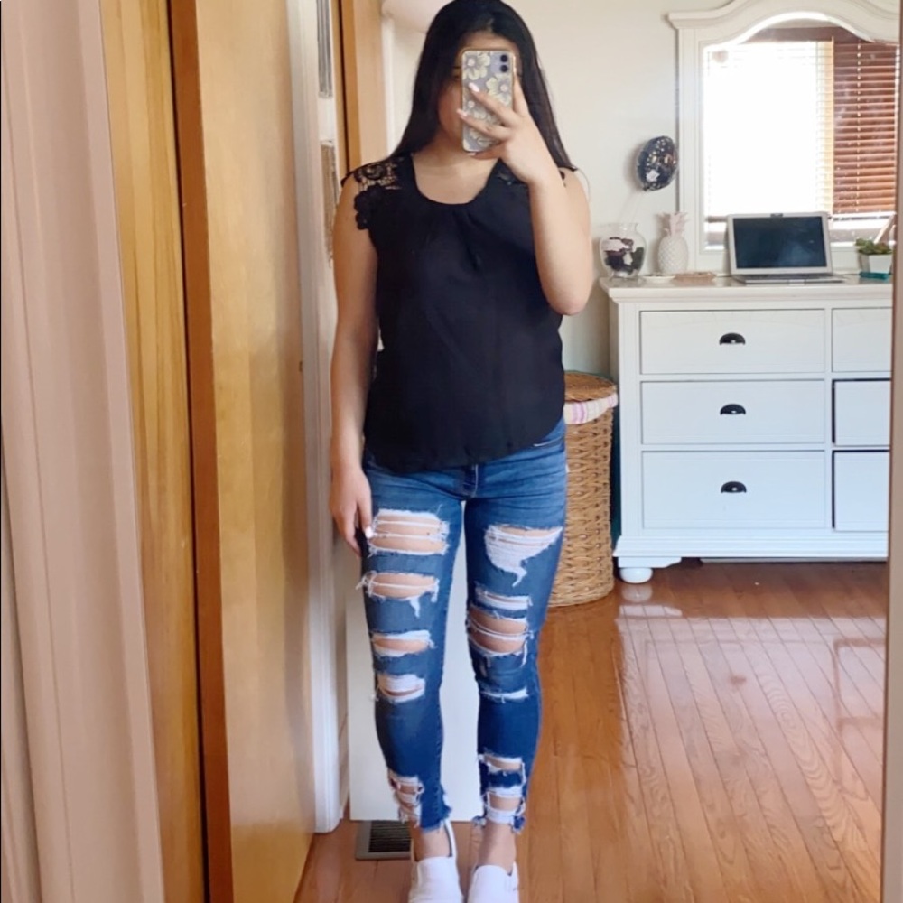 Sheer Lace Black Blouse